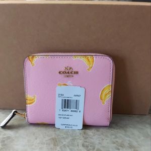 Coach small zip around wallet with banana print